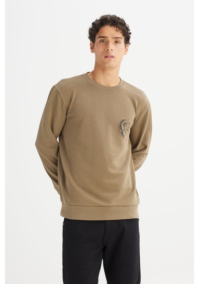 Lee Erkek Baskılı Sweatshirt Khaki Çok Renkli