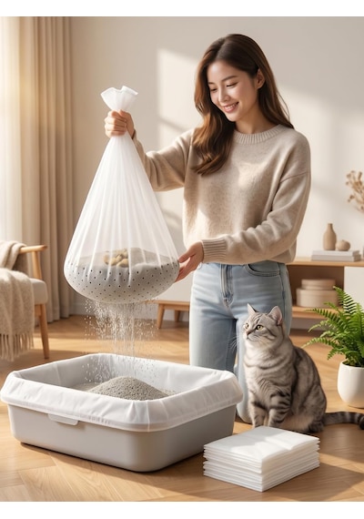 3'lü Elekli Kedi Kumu Filtresi Poşeti 80x120 Cm Jumbo Boy , Lastikli Ve Yırtılmaz Kedi Tuvaleti Temizleme Filesi, Açık Ve Kapalı Kedi Tuvaletleri İle Uyumlu Pratik Elek