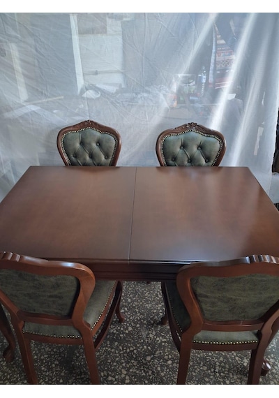 Masa Sandalye 90615 Klasik Model Kayın Aslan Ayak Oymalı Ceviz Orta Açılır Masa Kahverengi Masa Sandalye 90615 Klasik Model Kayın Aslan Ayak Oymalı Ceviz Orta Açılır Masa Kahverengi