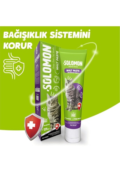 Solomon Malt Paste 100 Gr Kedi Tüy Yumağı Önlemeyi Destekleyen Malt Macunu