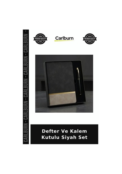 Defter Ve Kalem Kutulu Siyah Set Çalışma Masası Kutu Hediyesi Anlamlı Hediye
