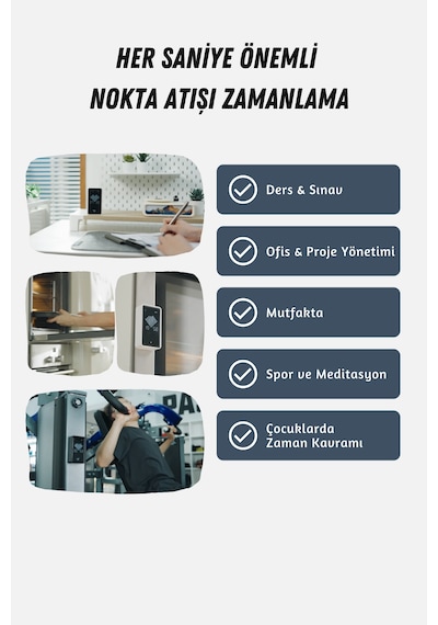 GWORKE GT-3 Dijital Kum Saati, Pomodoro Zamanlayıcı, Öğrenci Kronometresi, Mutfak, Odaklanma - Beyaz