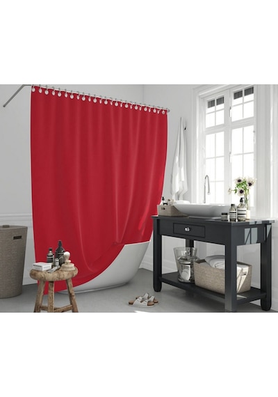 Kırmızı Banyo Perdesi 180x200 Duş Perdesi Tek Kanat Küvet Perdesi Kırmızı