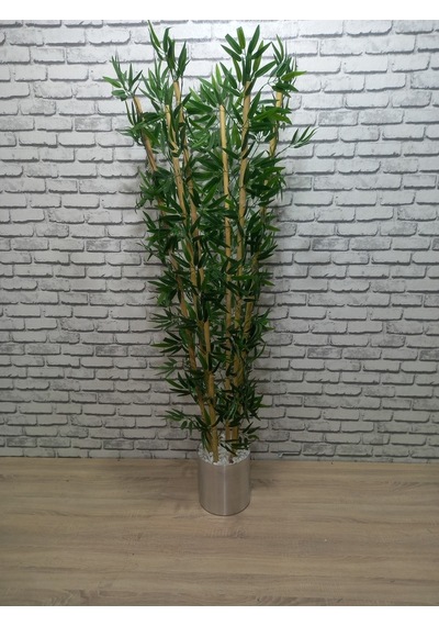 Şık Metal Saksıda 180 Cm 6 Dal Bambu Çok Renkli