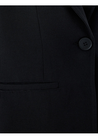 Koton Klasik Blazer Ceket 3/4 Kol Kruvaze Cepli Regular Fit Siyah 5wak50071uw Siyah