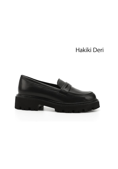 Gönderi(R) Gönderi R Siyah Kalın Topuklu Hakiki Deri Loafer Ayakkabı Siyah