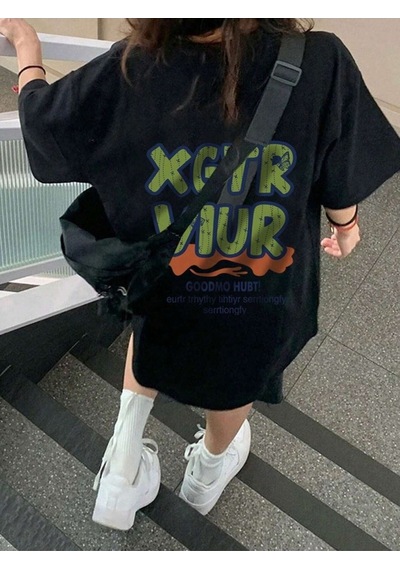 Unisex Siyah Oversize Xgtr Baskılı Örme T-shirt Siyah Unisex Siyah Oversize Xgtr Baskılı Örme T-shirt Siyah