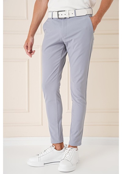 Efor Slim Fit Yan Cepli Düz Esnek Casual Gri Mavi Pantolon P 1144 Gri - Mavi