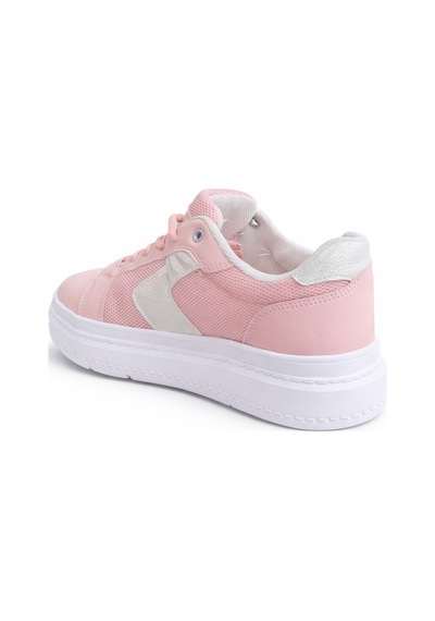 Pudra Kadın Sneaker Kalın Taban Bağcıklı Rahat Günlük Yürüyüş... Pembe