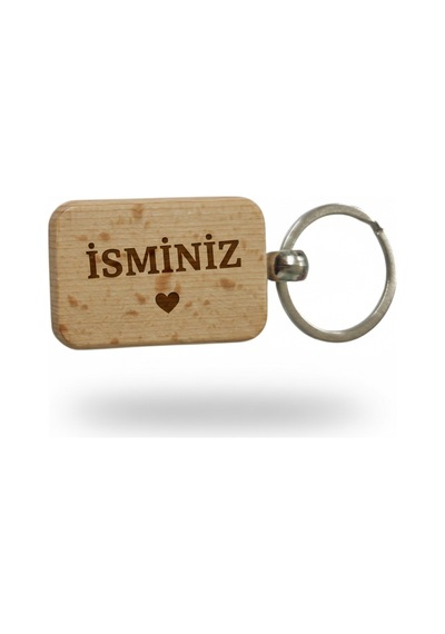 Kişiye Özel Mini Dikgörtgen Ahşap Anahtarlık İsminiz Ve Kalp Yazılı Lazer Gravür Anahtarlık Romantik Özel Tasarım Hediye