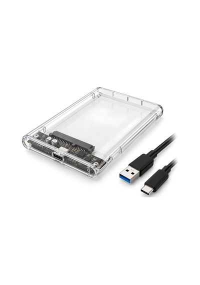 Type-c 2.5" Hdd Ssd Harici Disk Kutusu Şeffaf Usb 3.0 Sata Iıı 5gbps Uasp Destekli Windows Mac Linux Uyumlu