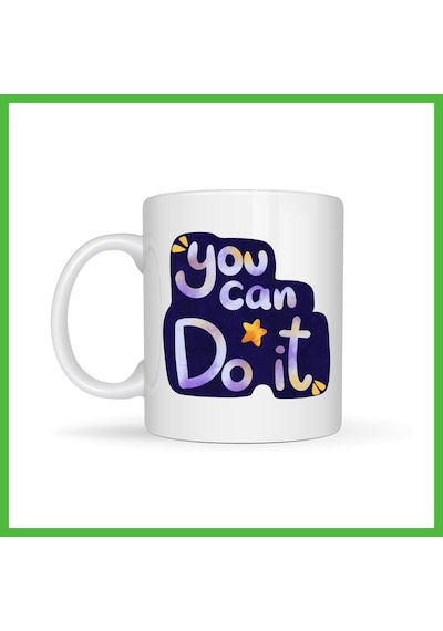 Vaveni You Can Do It Motivasyon Kupası Model 132 İlham Veren Tasarım, Porselen Kupa, Ofis & Hediye Kupası Arz Çok Renkli