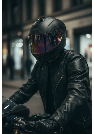 Gıvı 50.x Bones Siyah  1 Renkli 1 Şeffaf Vizörlü Motosiklet Kask İridyum Vizör + Şeffaf