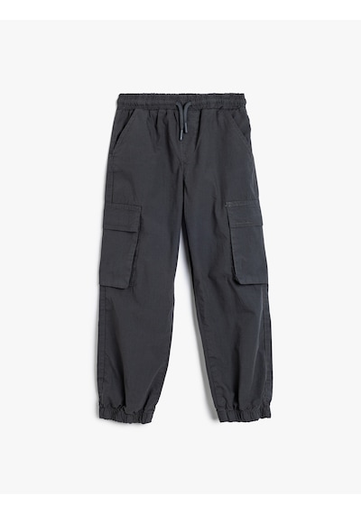 Koton Jogger Paraşüt Pantolon Cepli Beli Bağlamalı Pamuklu Antrasit 5wkb40008tw Antrasit