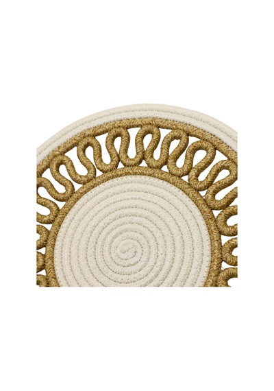 Jutty Hasır Görünümlü Jüt Dokuma Yuvarlak Krem Natural Örgü Dekoratif Amerikan Servis 32x32 Cm Supla Krem