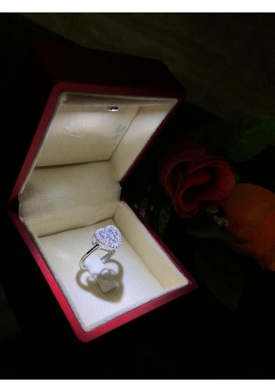 Vog Pırlanta Montür Effective Diamond Kalp Ritmi 925 Ayar Gümüş Sevgiliye Eşe Hediye Yüzük