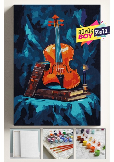 Sayılarla Boyama Seti Numaralı Tuval Fırça Boya Dahil Kasnaklı Set 50x70 Cm - Keman