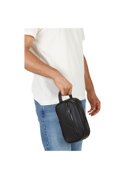 Newish Polo Erkek Deri Portföy Clutch Traş Kozmetik Bakım Ve Günlük El Çantası New366 Siyah