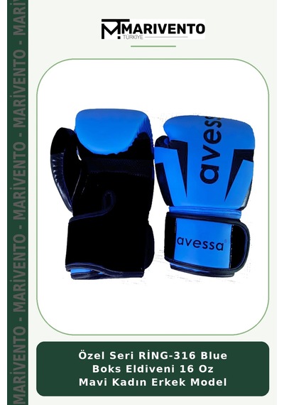 Özel Seri Ring-316 Blue Boks Eldiveni 16 Oz Mavi Kadın Erkek Model