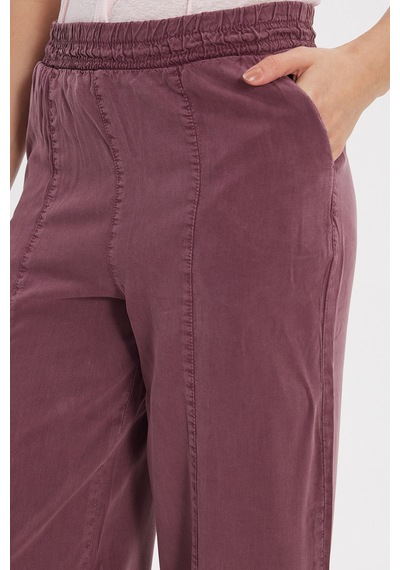 Tudors Kadın Relax Fit Rahat Kesim Beli Lastikli Yumuşak Dokulu Çift Cepli Mürdüm Pantolon-50657