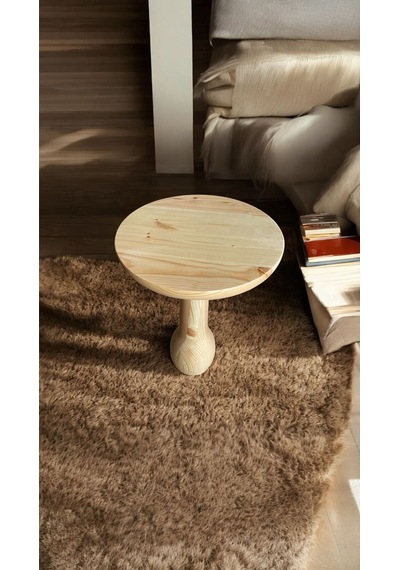 Wood Wooden Ahşap Vazo Model Tekli Mantar Yan Sehpa Modern Naturel Renk Fiskos Naturel