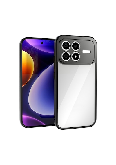 Poco F8 Pro Kılıf Kamera Korumalı Şeffaf Arka Yüzey Mkst New Roll Kapak - Siyah Siyah