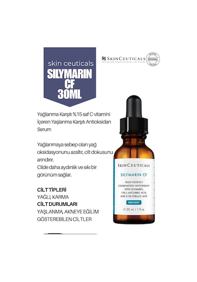 Yağlı Ve Akneye Eğilimli Ciltler İçin Yaşlanma Karşıtı Antioksidan Silymarin Cf Serum 30 Ml