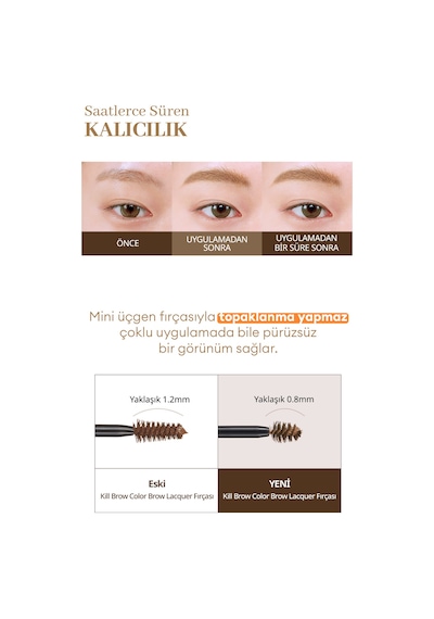 Yoğun Pigmentli, Üçgen Fırça Uçlu Kaş Maskarası Clıo Kill Brow Color Brow Lacquer 02 Light Brown 02