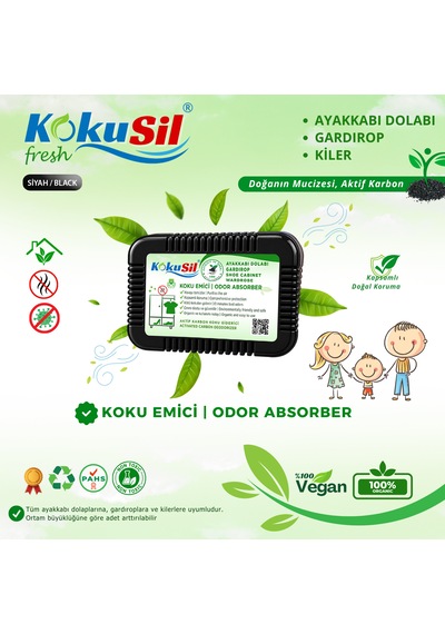 Kokusil Ayakkabı Dolabı, Gardırop Koku Giderici Ve Koku Emici Siyah