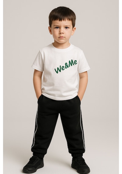 We&me Fitilli Çocuk Alt Eşofman 3 İplik Şardonlu Siyah