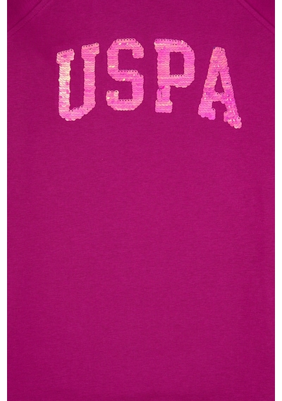 U.S. Polo Assn. Kız Çocuk Fuşya Payet Detaylı Bisiklet Yaka Sweat Örme Elbise 50314313-VR023