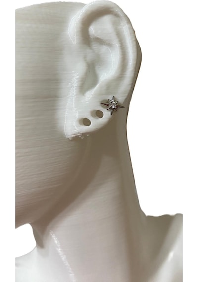 Minimal Kutup Yıldızı Kıkırdak Tragus Helix Pearsıng Küpe 316l Çelik Gümüş