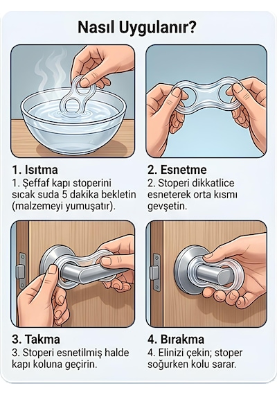 10 Adet Şeffaf Silikon Plastik Kapı Kolu Pencere Tutucu Tutacağı Duvar Koruyucu Tamponu Stoperi