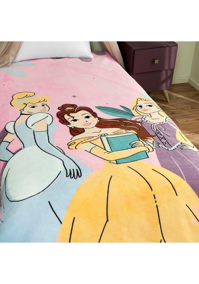 Disney Princesses Fun And Bold Çizgi Film Karakteri Pamuk-polyester Karışım Battaniye, Pembe, Mavi, Mor, Sarı, Tek Kişilik Diğer