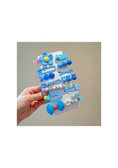 Çocuk Mavi Renk 14 Adet Yumuşak Silikon Toka Seti Mavi - 789183406 Mavi - 789183406 Mavi