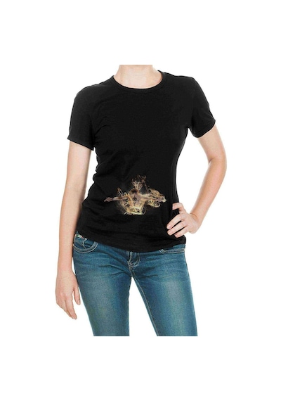 Thumb One Piece Baskılı Siyah Kadın Tshirt