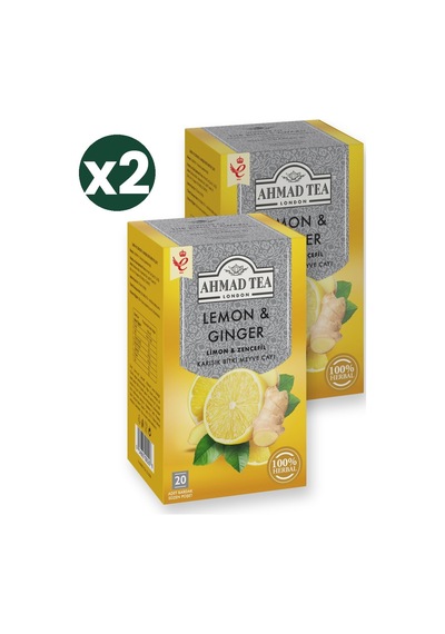 Ahmad Tea Limon Ve Zencefil Karışık Bitki Meyve Çayı 20'li 2'li Ekonomik Paket Toplam 40 Poşet Çay