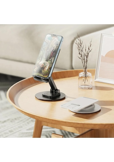 Ofis Masaüstü Telefon Tutucu Metal Tabanı 360 Derece Döndürülebil