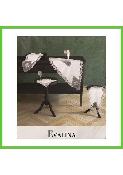 Bezos Evalina Model Krem-krem 5 Parça Keten Dantelli Runner Seti Salon Takımı Dmc Krem - Krem