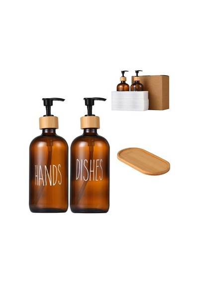 Mien 2 Li Amber Bambu Standlı Hands&dishes Sıvı Sabunluk Seti 2069701-o