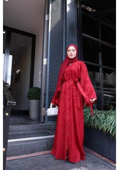 Şakika Kadın Sahar Luxe Abaya Ferace & Şal - Standart Beden & Farklı Boy Bordo