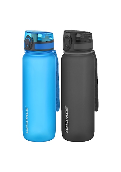 Uzspace 2'li Tritan Matara Seti 800 Ml 14 Farklı Renk Seçeneği Fiftyfifty-3053seta Mavi-Siyah