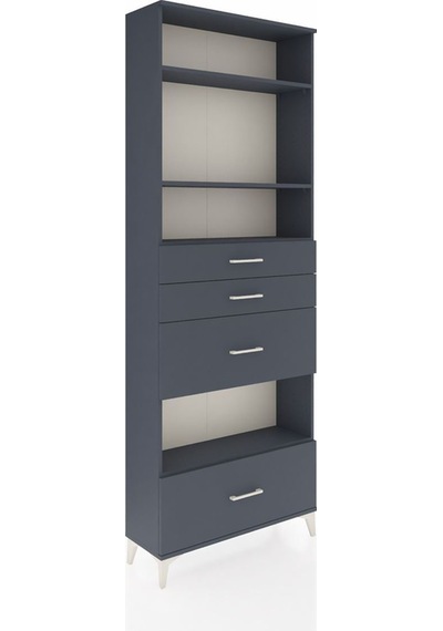 Arges Dolap 4 Raflı 4 Çekmeceli 88x30x243 Antrasit-antrasit Antrasit