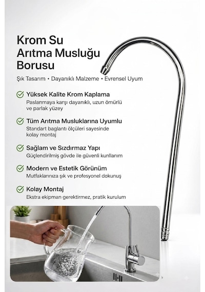 Arıtma Musluğu Metal Su Çıkış Borusu Krom Musluk Ucu 1