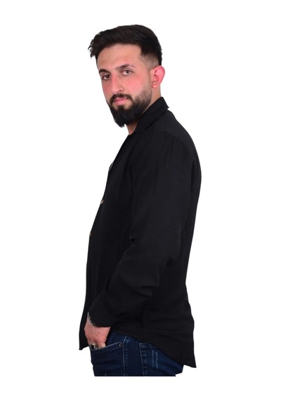 Cazador Regular Fit Dokuma Uzun Kol Gömlek Siyah