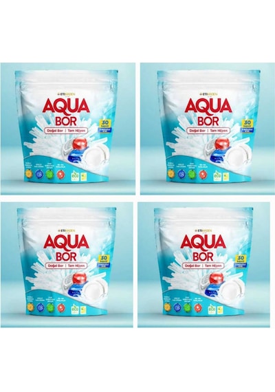 Aquabor Doğal Mineralli 4 Paket Bulaşık Tableti L 4 30 Kapsül