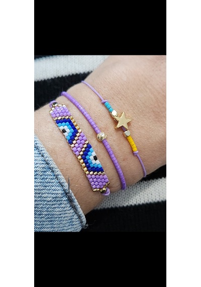 Harmel Jewelry Miyuki Mor Nazar Üçlü Bileklik