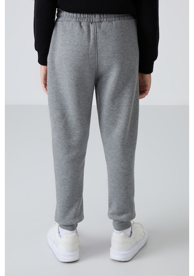 Tommylife Tommy Life Gri Melanj Pamuklu Kalın İçi Tüylü Yumuşak Dokulu Standart Fit Nakışlı Erkek Çocuk Eşofman Alt - 11 Gri Melanj
