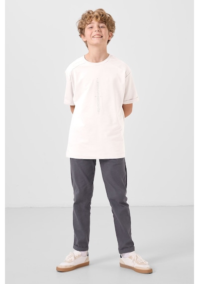 Tommy Life Gri Standart Fit Dokuma Hafif Esnek Chino Erkek Çocuk Pantolon - 11272 Gri