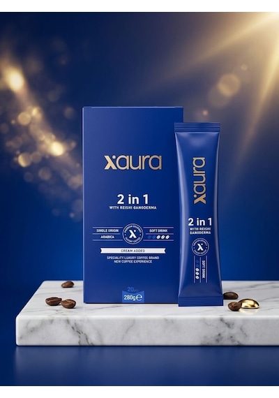 X-aura 2 İn 1 Şekersiz Hazır Kahve - Reishi Mantarlı Fonksiyonel Gurme Kahve 14 Gr X 20 Adet